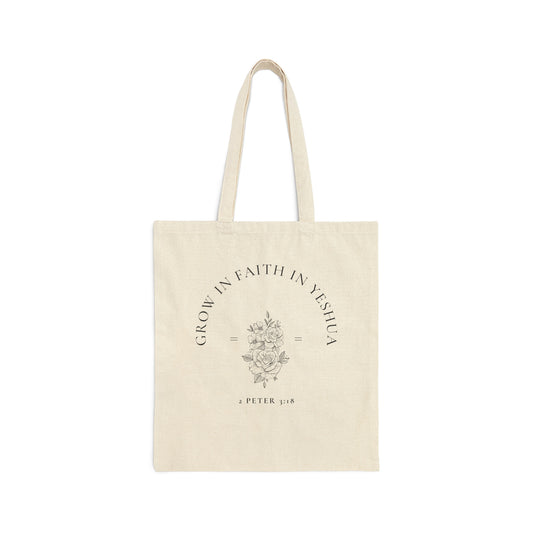 Grow in Faith Cotton Canvas Tote Bag