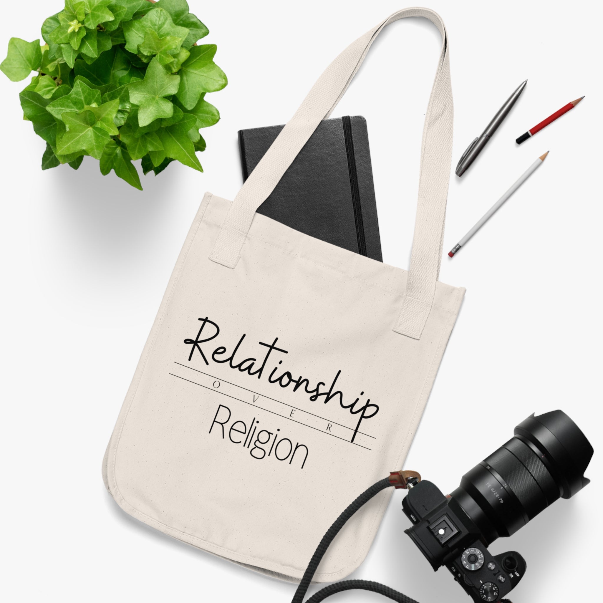 Relationship over Religion Organic Canvas Tote Bag